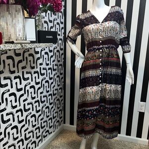 Chic Long Sleeve Multicolor Dress